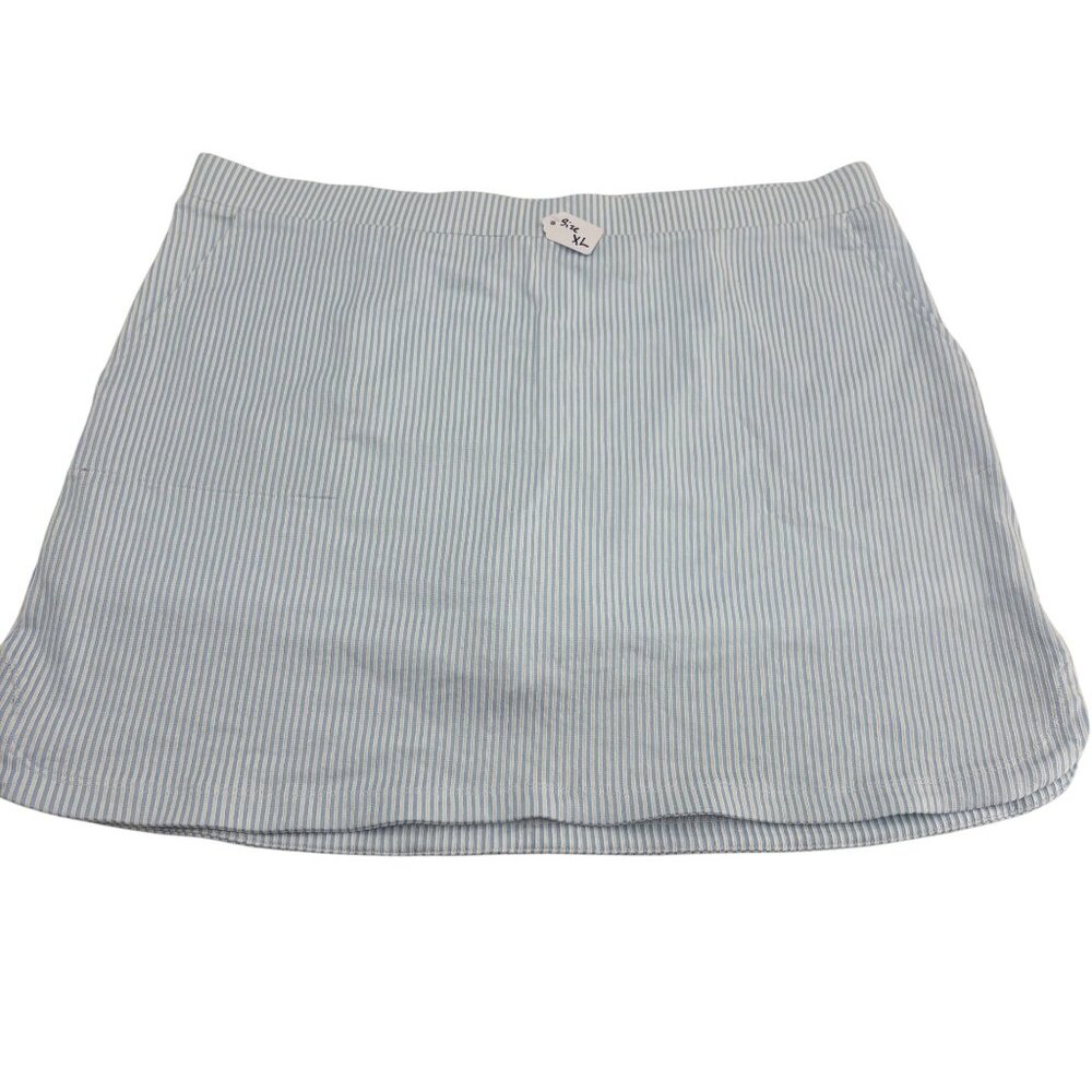 Isaac Mizrahi Live!‎ Women's XLP Blue & White Striped Skort Seersucker